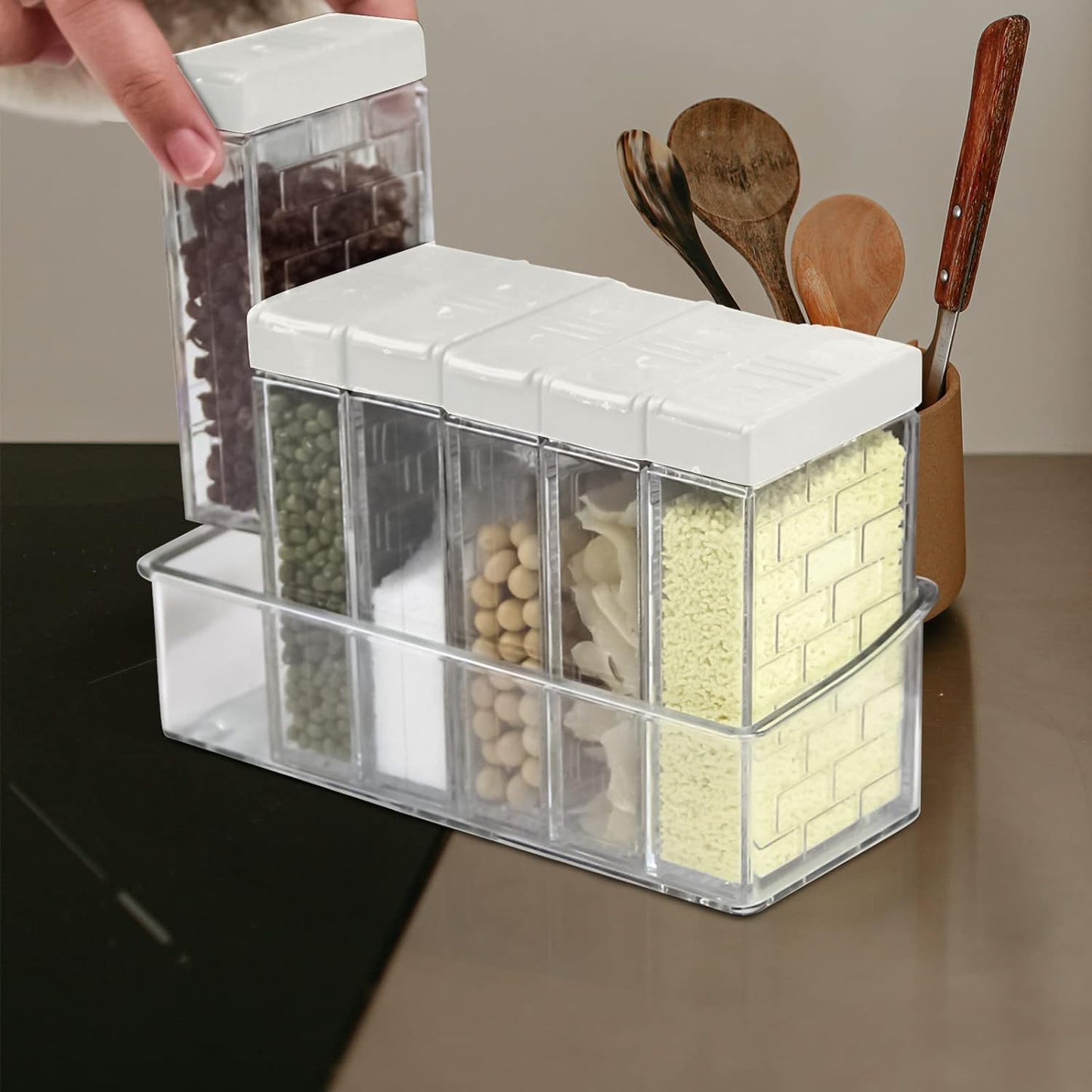 6 Pcs Spice Shaker Jars, Salt and Pepper Shakers, Plastic Spice Dispenser, Salt Shakers, Seasoning Shaker Box, Condiment Set, spice containers (White)