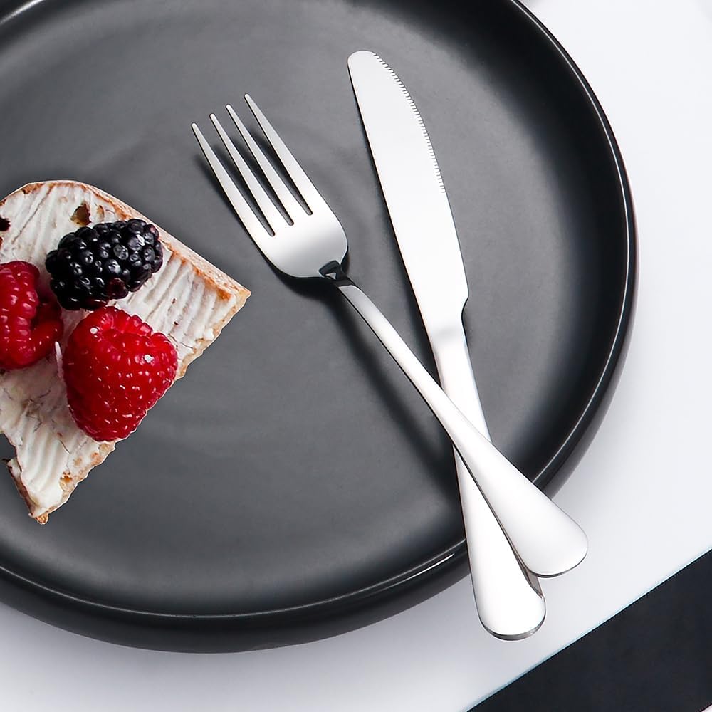 Silverware Set 60 Piece Stainless Steel Flatware Set Silverware Utensils for 12 People Includes Forks Knives Spoons & Salad Forks Dishwasher Safe Durable Tableware for Home Restaurant or Outdoor Use