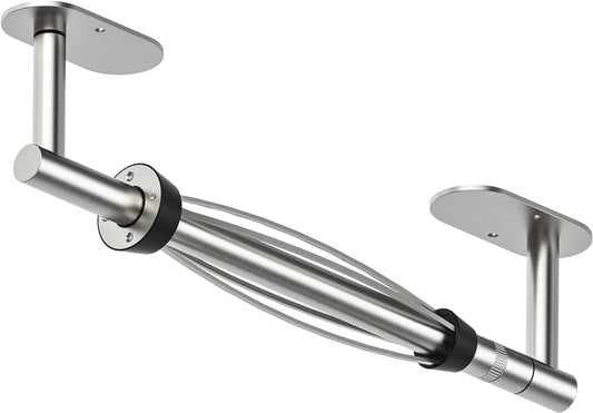 Paper Towel Holder Under Cabinet, Single Hand Operable Roll Holder with Damping Effect,No Drilling or Wall Mounted SUS304 Stainless Steel for Kitchen Bathroom (Sliver)