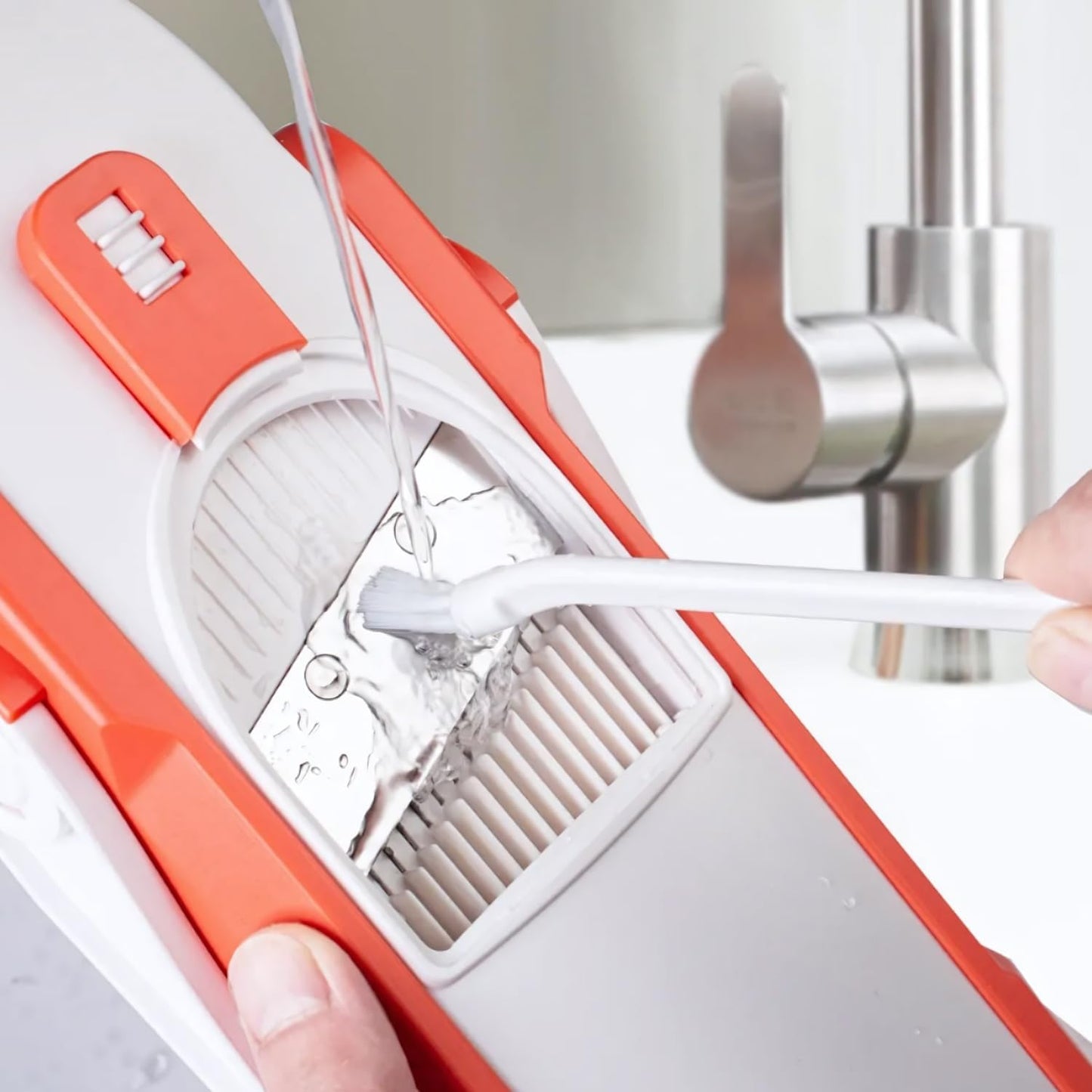 ShanSon Safe Mandoline Slicer,French Fry Cutter,Multifunctional Vegetable Chopper,Mandoline Potato Slicer with 25+ Presets & Thickness Adjuster, Chopping Artifact for Kitchen Meal Prep,Orange