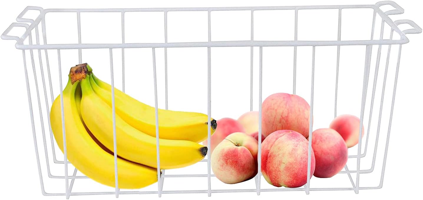 Orgneas Chest Freezer Baskets, 16.5" Freezer Organizer Bins Deep Freezer Storage Bins Metal Wire Baskets with Hanging Handles 4Pcs