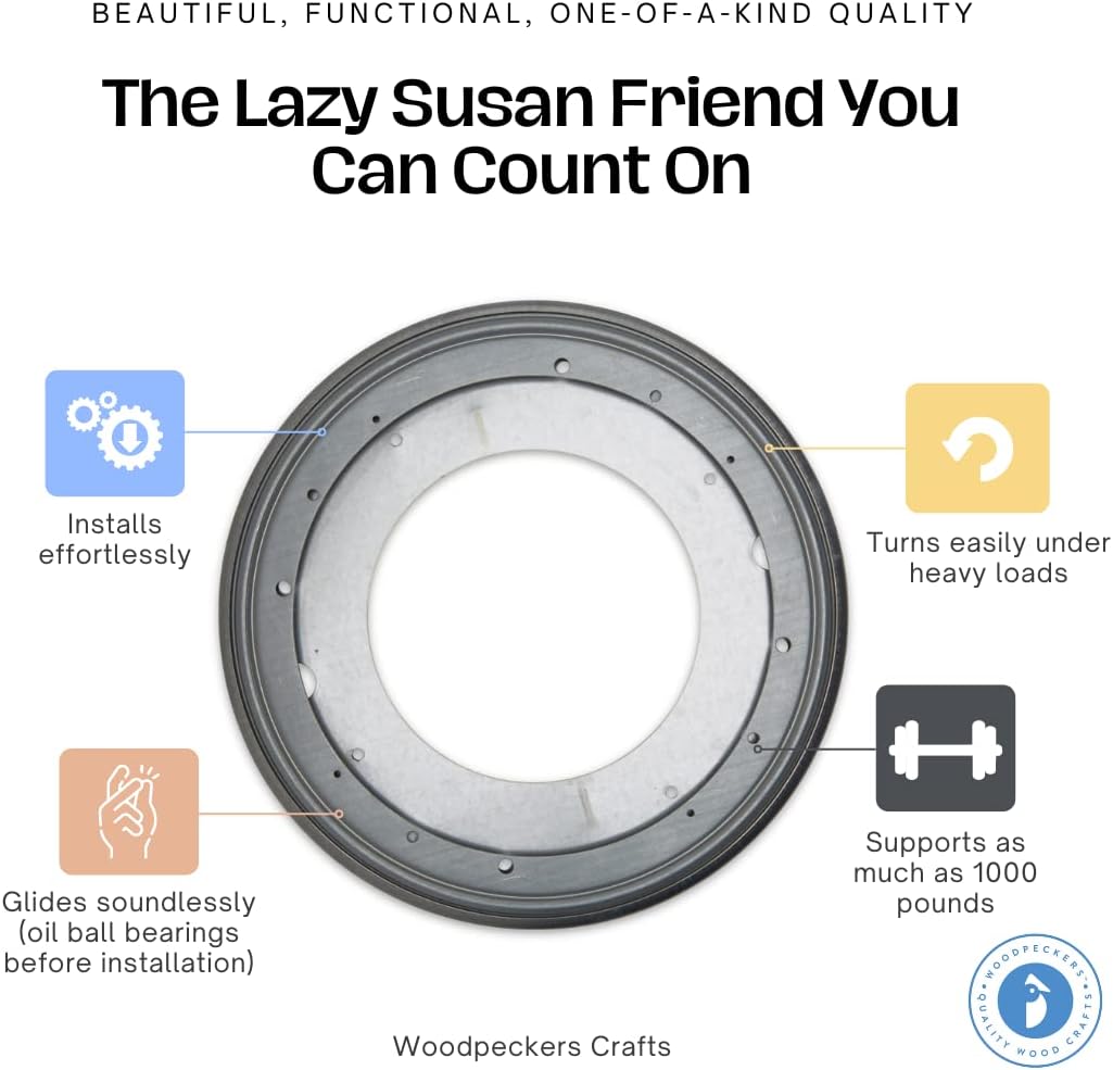 Lazy Susan Hardware, 12 inch, 1,000 lbs. Load Capacity, Pack of 10 Steel Lazy Susan Turntable Ball Bearing, by Woodpeckers