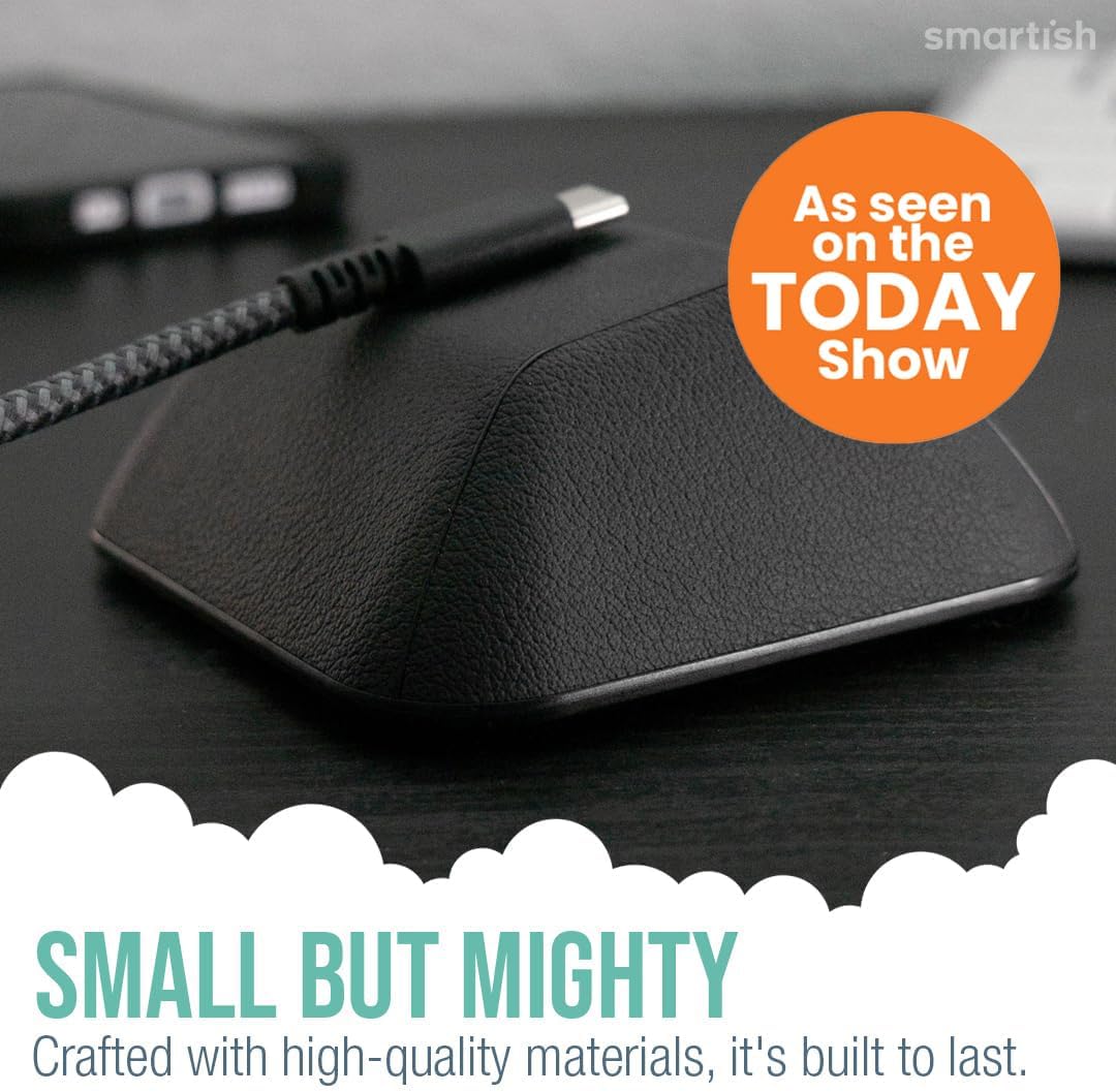 Smartish® Magnetic Cord Holder - Cable Wrangler Organizer with Magnet Clips for Charger Management on Desktop, Nightstand, or Side Table for All Cables, USB-C, Lightning Cables - Black Tie Affair