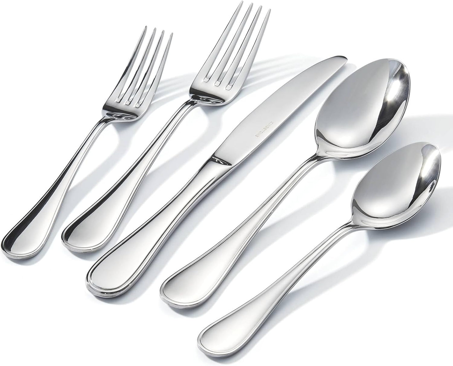 KINGSTONE 60 Piece Teardrop Silverware Set for 12, 18/10 Stainless Steel Flatware Set, Modern Design Cutlery Set for Home/Hotel/Wedding,Mirror Polished and Dishwasher Safe