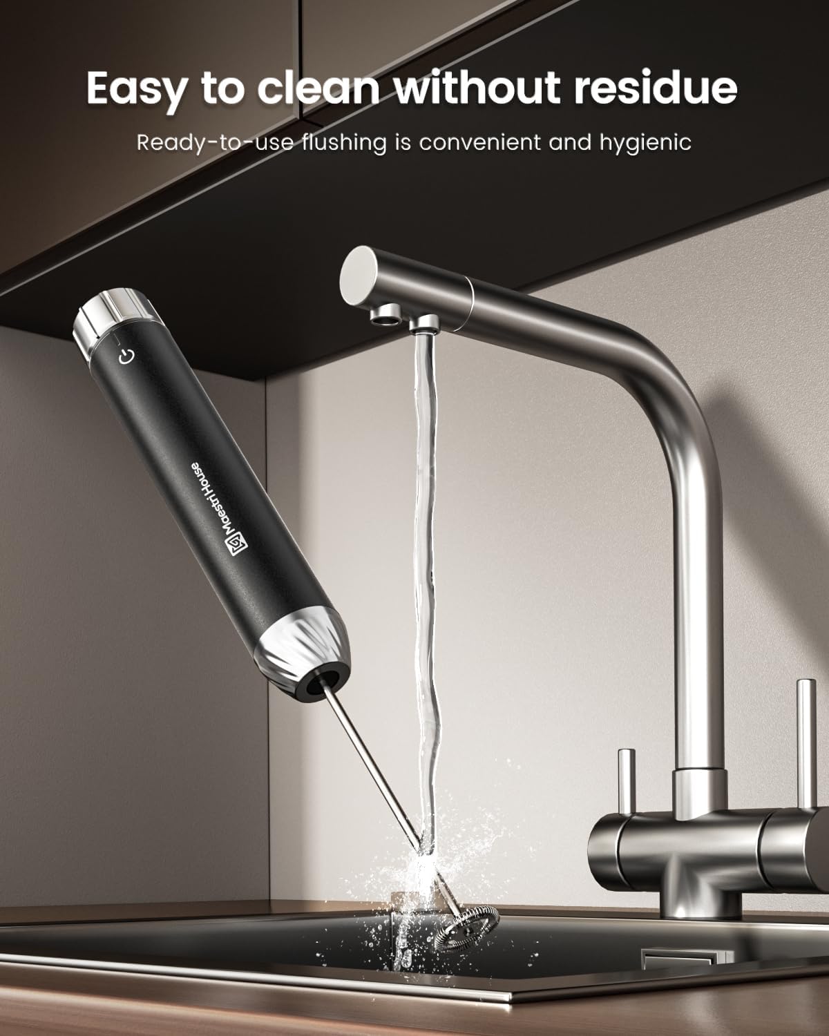 Maestri House Rechargeable Milk Frother with Stepless Speed Control, LunaFro Max Handheld Electric Foam Maker Waterproof Drink Mixer Foamer with Stand & Detachable Whisks for Lattes, Cappuccino