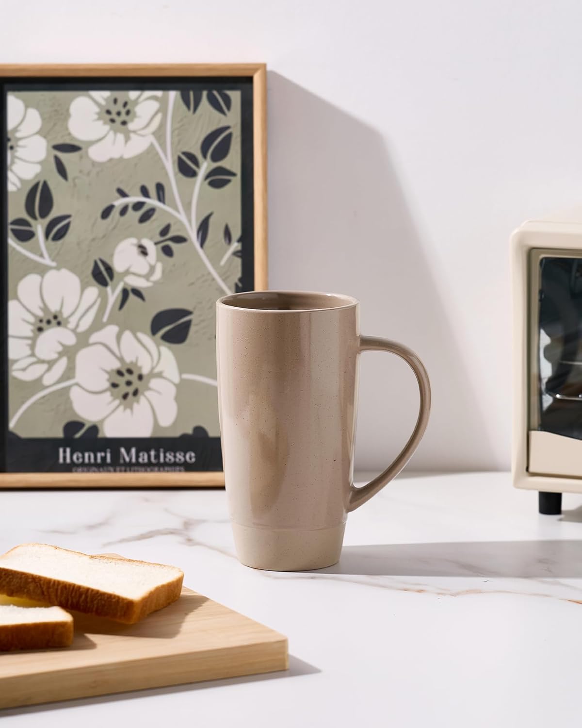 famiware Milkyway Coffee Mugs, 20oz Large Coffee Mug, Ceramic Mug Set of 2 with Lid, Cup Set with Handle for Latte, Tea, Cocoa, Milk, Home & Office, Cinnamon Brown