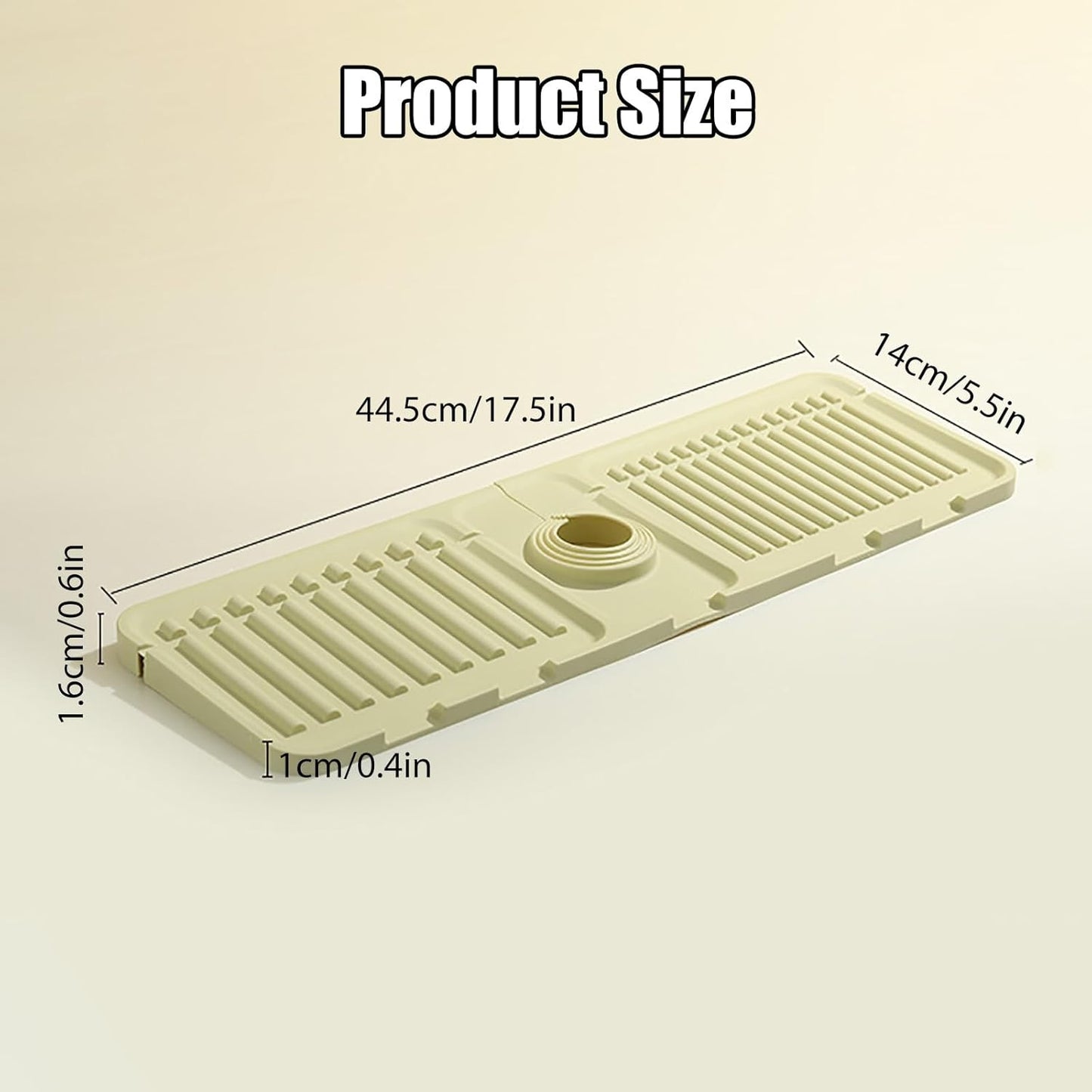 Faucet Mat for Kitchen Sink - 2024 Upgraded Premium Silicone Splash Guard with Fast Drying Properties - Protective Sink Tray Ideal for Stone Sinks in Kitchen & Bathroom (2, Beige)