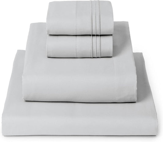 Mellanni Queen Sheets Set - 4 PC Iconic Collection Bedding - Hotel Luxury, Extra Soft, Cooling Bed Sheets - Wrinkle, Fade, Stain Resistant (Queen, Light Gray)
