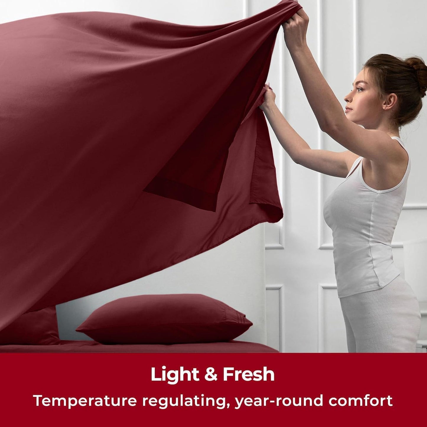 Mellanni Twin XL Sheets Set - 3 PC Iconic Collection Bedding - Hotel Luxury, Extra Soft, Cooling Bed Sheets - Wrinkle, Fade, Stain Resistant (Twin Extra Long, Burgundy)