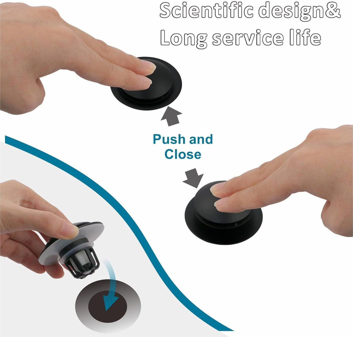 Bathroom Sink Drain Stopper,Welsan Universal Pop Up Drain Strainer with Hair Catcher for 1 1/8"-1 1/2" Drain Hole,Anti-Clogging Filter Matte Black