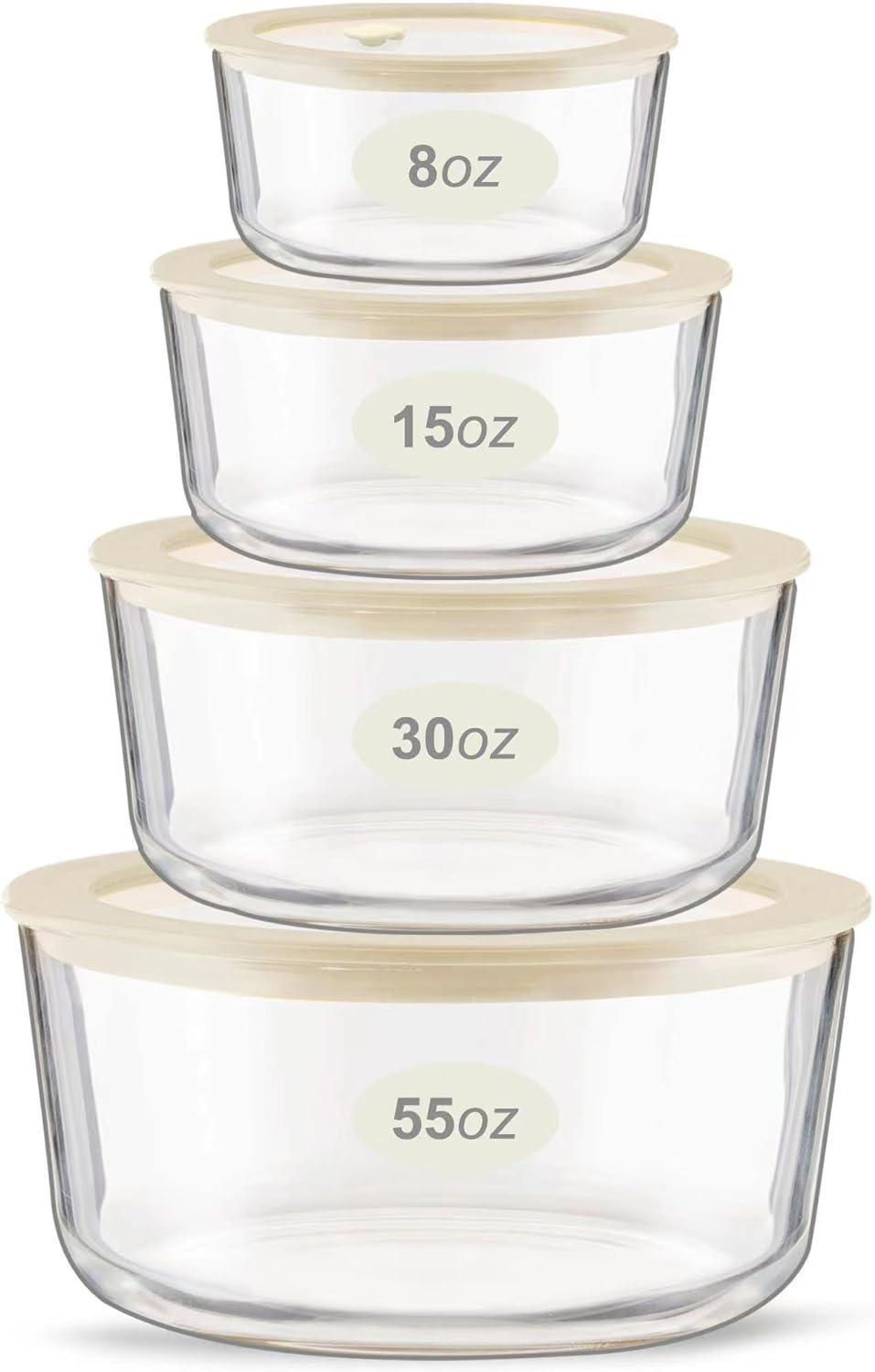 Urban Green Glass Food Container Set with Glass Lid, 4 Pack, Meal Prep Containers with Silicone Framed Airtight Lid, Leakproof, 100% Plastic Free,