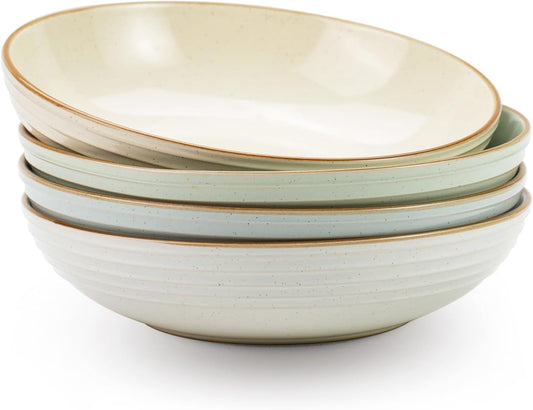 famiware Jupiter Pasta Bowls, 30 OZ Large Salad Bowls Set of 4, Microwave and Dishwasher Safe, Sturdy & Stackable, Serving Bowls for Kitchen, Multi-color