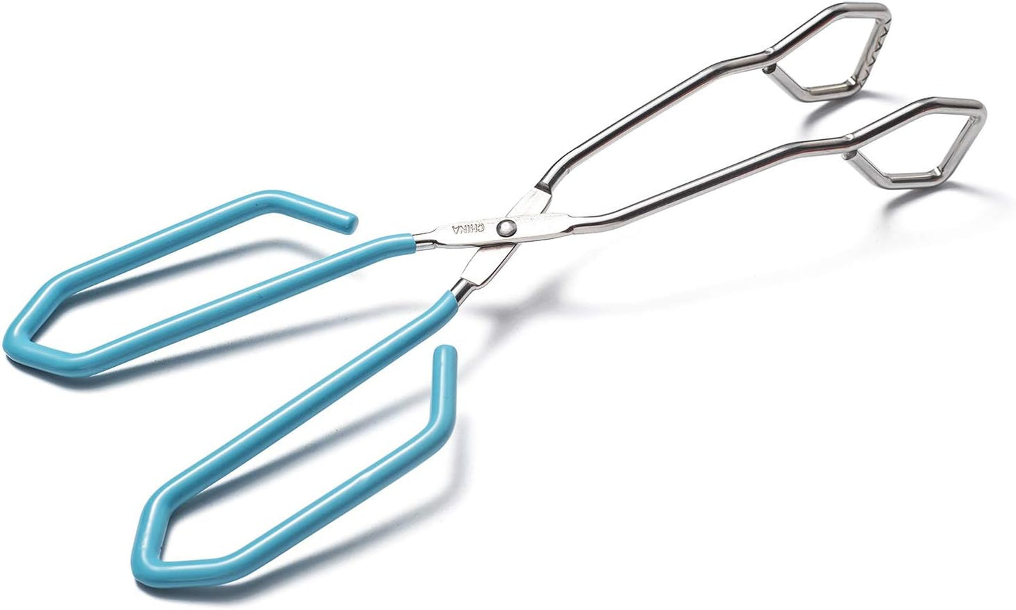 11 Inch Hiash Blue Stainless Steel Scissor Tongs, Kitchen Tongs for Cooking