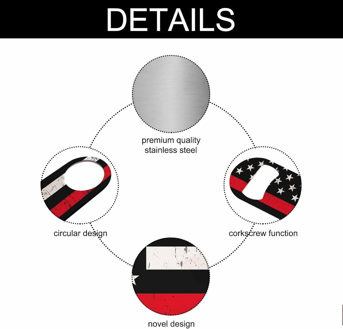 USA Flag Stainless Steel Bottle Opener American Flag Symbolic of Support for Firefighters Red Line Flat Beer Bottle Opener Keychain for Home Kitchen Bar Restaurant Party Birthday Gift