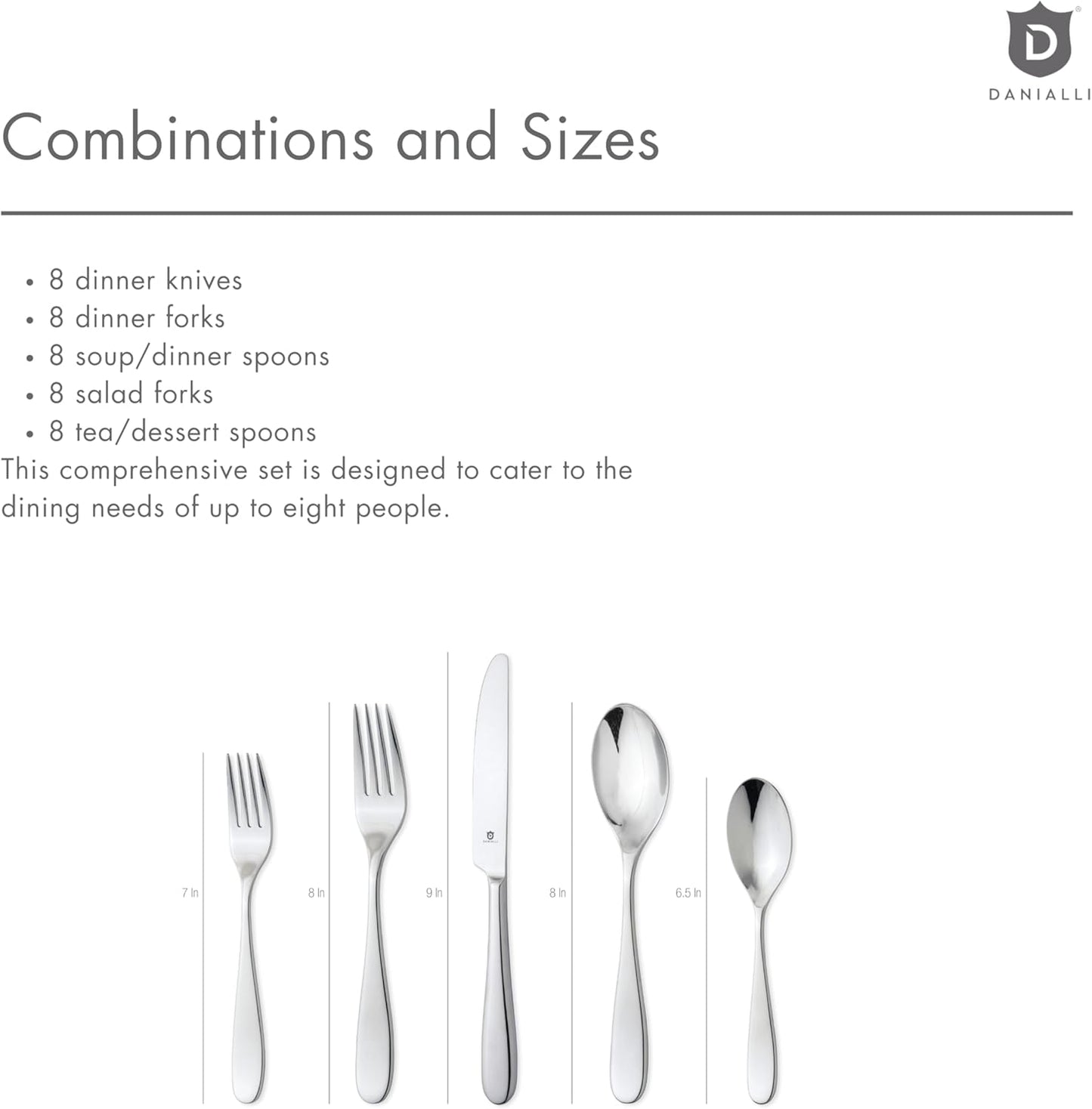 Matte Silverware Set, 18/10 Stainless Steel Satin Flatware, Modern Brushed Finish Cutlery, Dishwasher Safe & Durable, Built to Last (40-Piece, Fidenza)