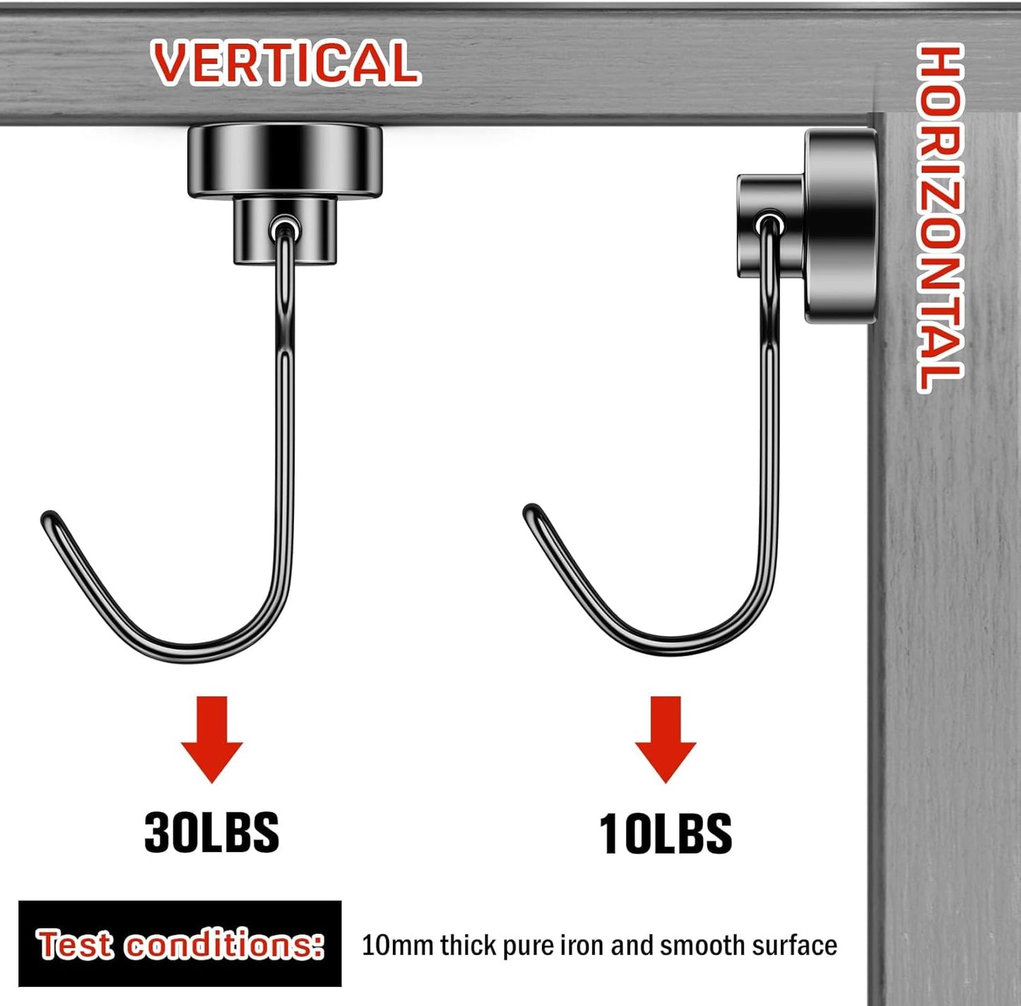 FINDMAG 50 Pack Magnetic Hooks, 30lbs+ Magnetic Hooks Heavy Duty for Cruise, Strong Magnet Hooks for Fridge, Neodymium Magnets with Hooks for Kitchen, Grill, Home, Garage, Toolbox (Black)