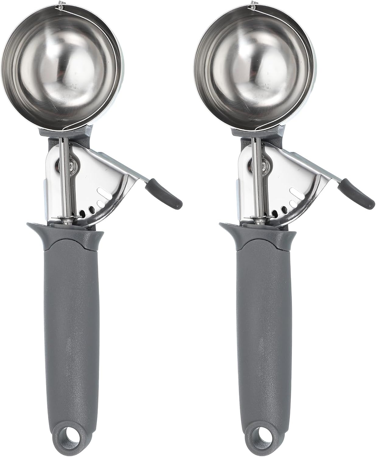 uxcell 2pcs Cookie Scoops, Ice Cream Scoop with Trigger for Baking Cookie Dough Rice Pudding Kitchen Gadget, Grey