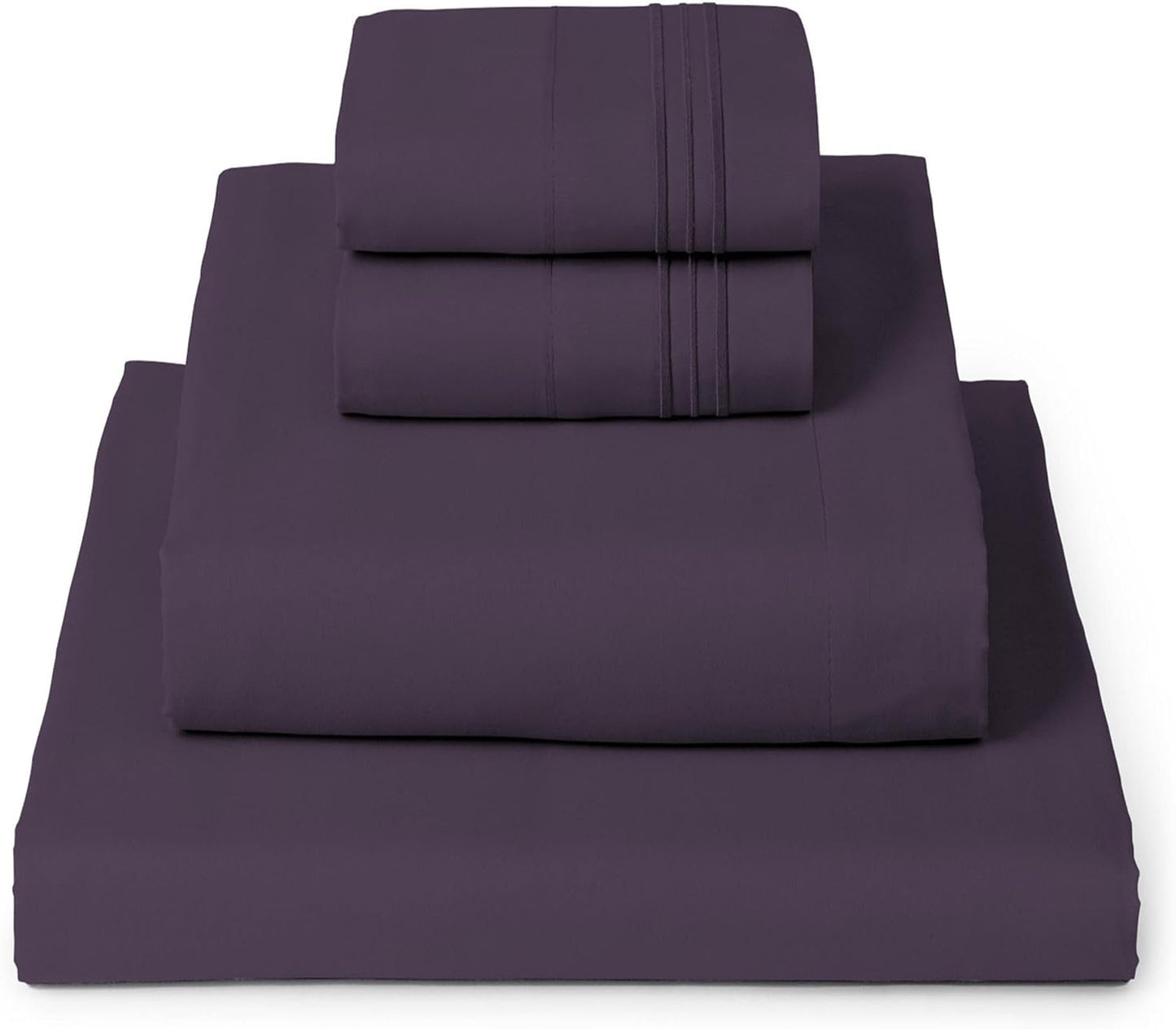 Mellanni California King Sheets Set - 4 PC Iconic Collection Bedding - Hotel Luxury, Extra Soft, Cooling Bed Sheets - Wrinkle, Fade, Stain Resistant (Cal King, Purple)