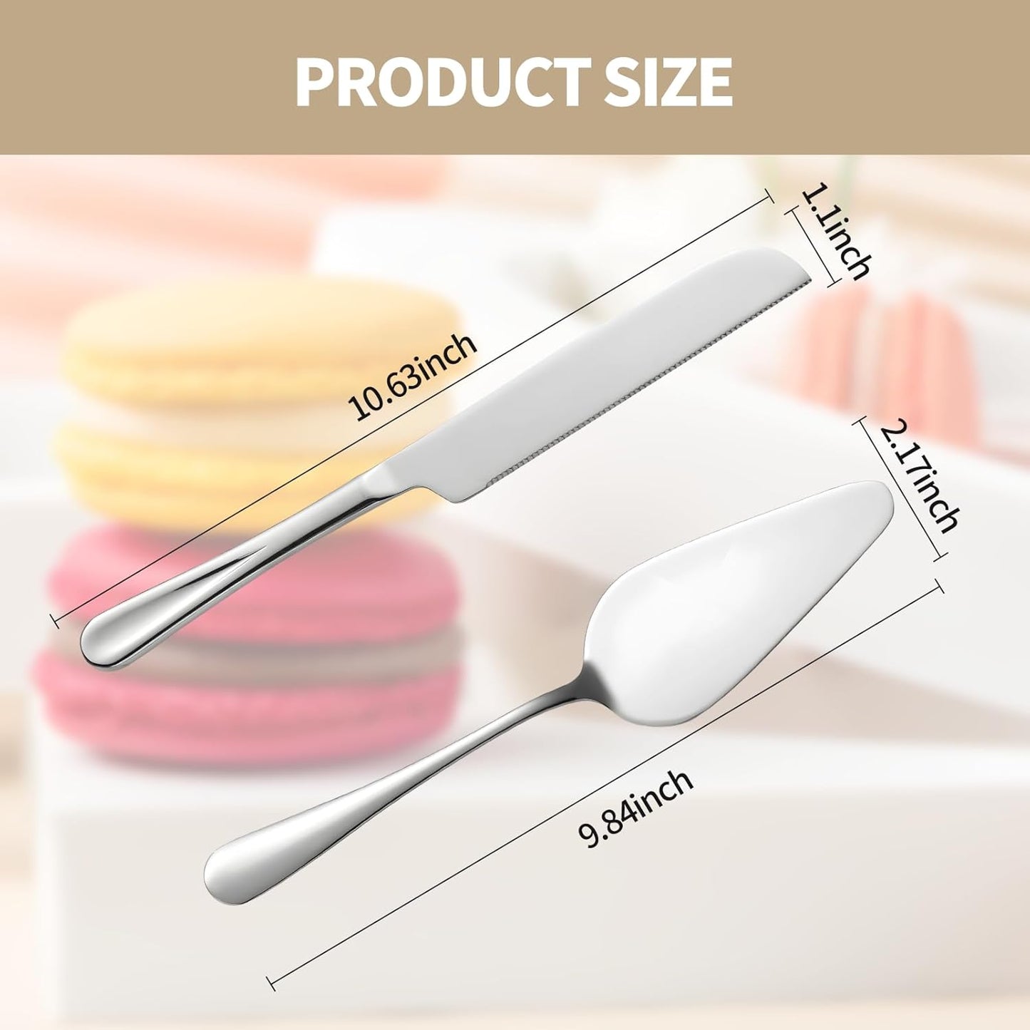 Silver Cake Cutting Set for Wedding, Premium Stainless Steel Cake Knife, Premium Cake Cutter set is Great for Birthdays, Anniversary Parties, and Christmas.Perfect for any celebration