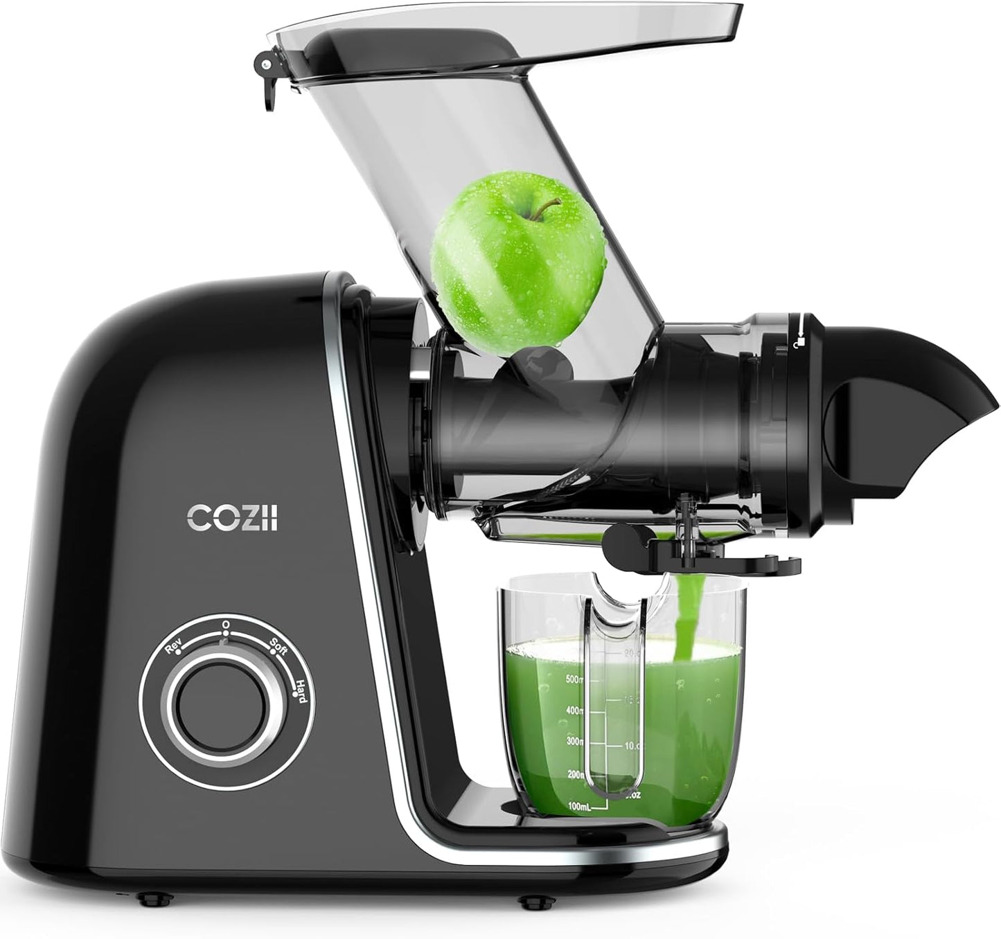 COZII Cold Press Juicer,Slow Masticating Juicer Extractor Soft/hard Mode & Quiet Motor,3.6 Inch Large Feed Chute For Vegetable and Fruit,Easy to Clean Juicer Machines,Dishwasher Safe,High Juice Yield