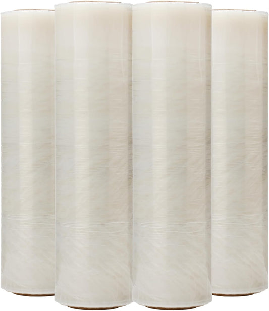 The Boxery- 18''X1500' Per Roll Stretch Wrap-4 Rolls/6000 Feet Total (90 Gauge) Extra Heavy Duty, Stretch Wrap Film Clear Cling Plastic for Shipping, Moving and Packaging