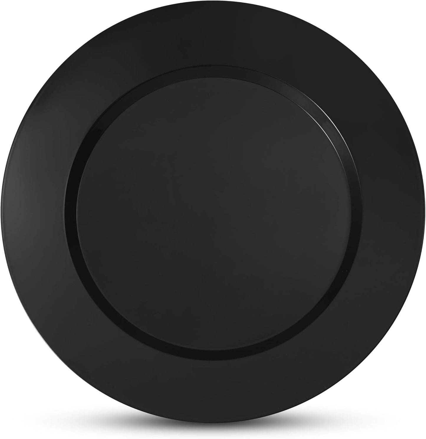 Munfix 100 Black Plastic Plates Set, 50 Pcs 10 Inch Plastic Dinner Plates and 50 Pcs 7 Inch Plastic Dessert Plates, Elegant Fancy Heavy Duty Disposable Plates for Party, Wedding, Black