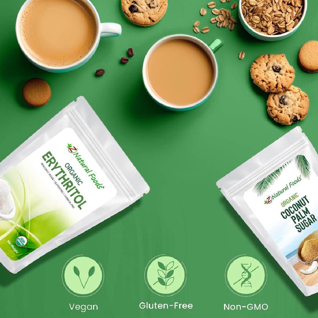 Z Natural Foods Organic Coconut Sugar - Nutrient-Dense, Flavorful & Unrefined Brown Coconut Sugar - Perfect for Tea, Coffee, Oatmeal, Deserts & Baking, Non-GMO, Vegan, Gluten-Free, 10 lbs