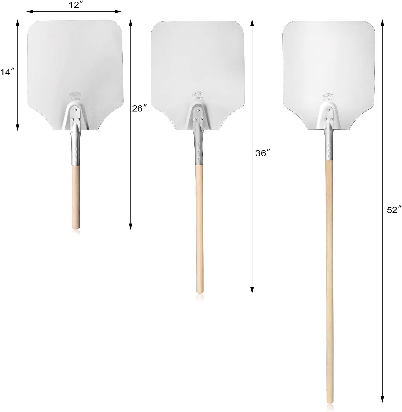 New Star Foodservice 50158 Aluminum Pizza Peel, Wooden Handle, 12 x 14 inch Blade, 26 inch overall