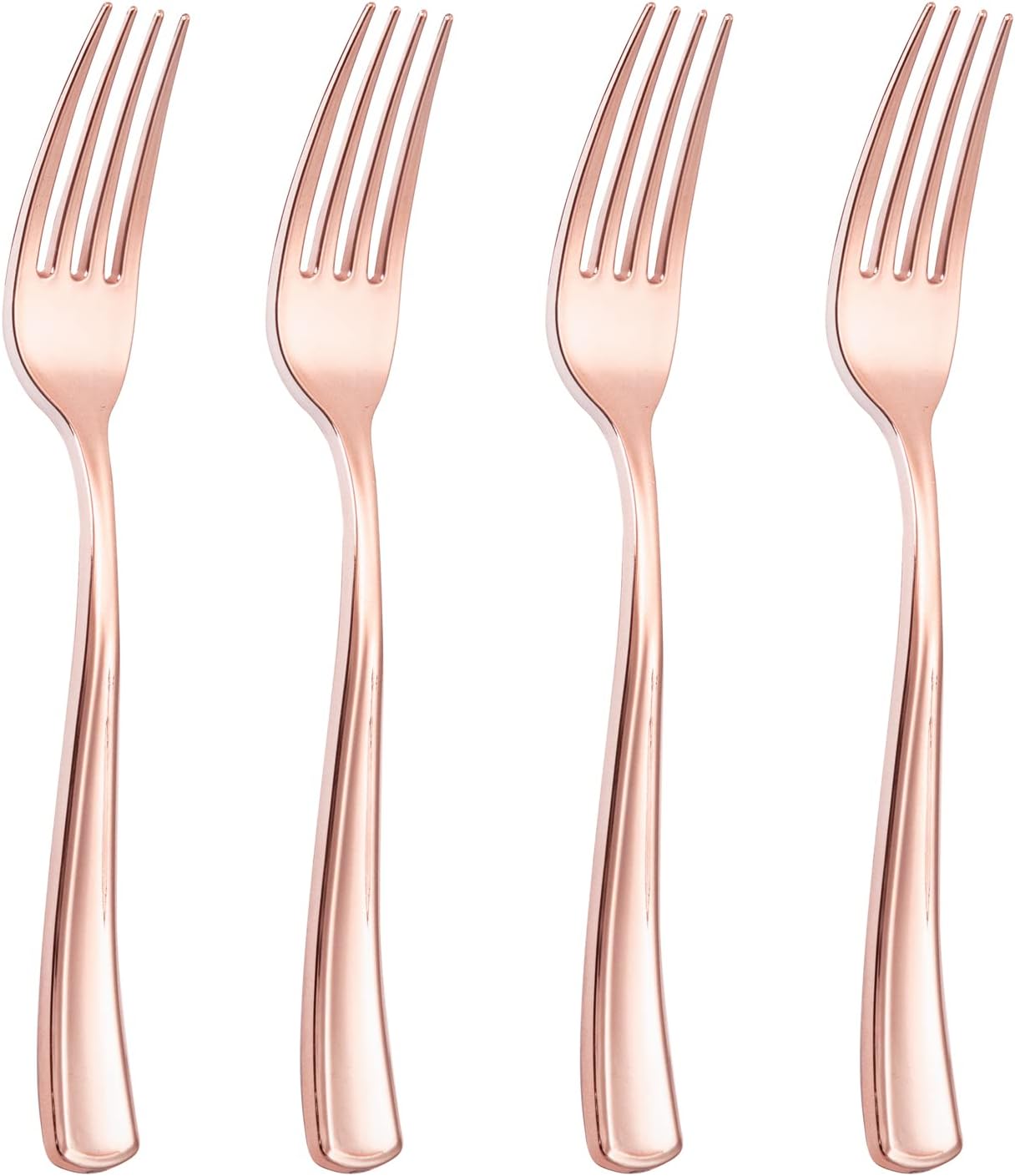 Liacere 200 Pack Rose Gold Disposable Forks - 7.4 Inch Heavy Duty Plastic - Rose Gold Silverware for Catering, Parties, Dinners, Weddings & Mother's Day