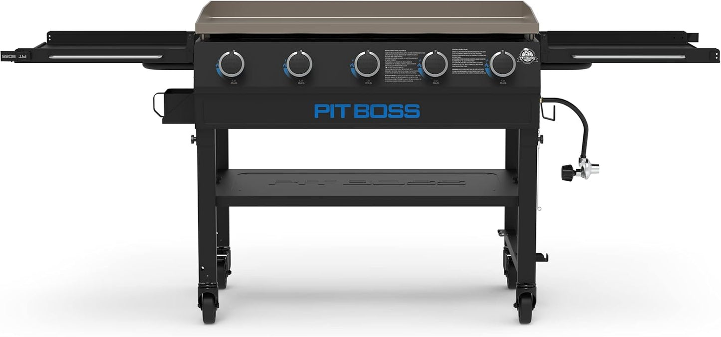 Pit Boss 11004 5-Burner with Folding Shelves Griddle, Black