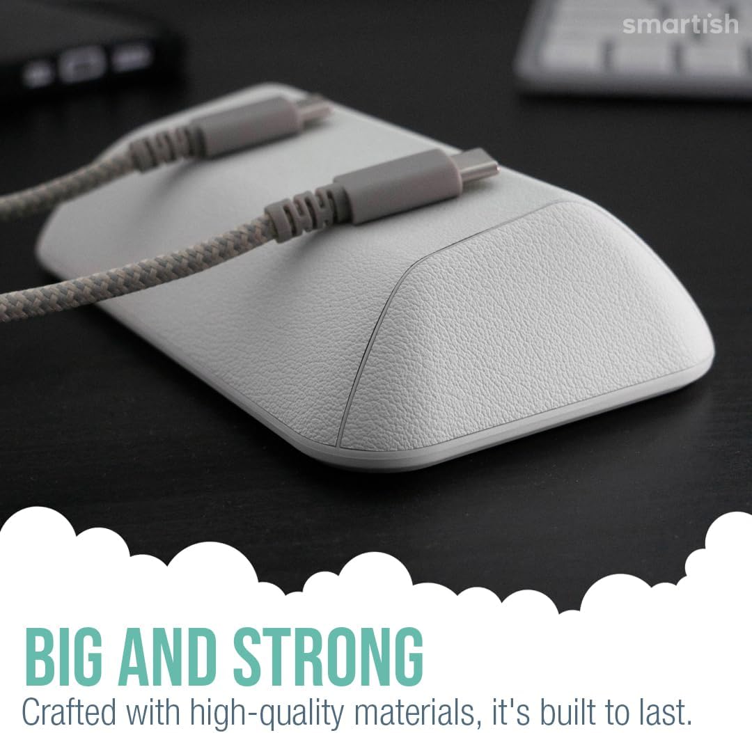 Smartish® Magnetic Cord Holder - Bigger Cable Wrangler Organizer with Magnet Clips for Charger Management on Desktop, Nightstand, or Side Table - Holds 6+ Cables - Snow Day White