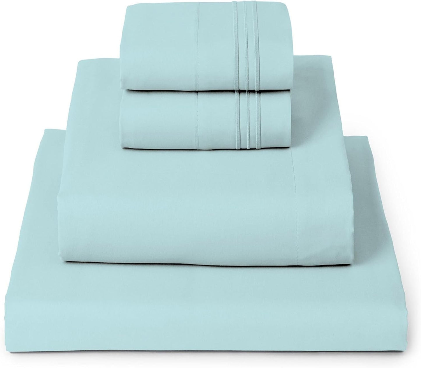 Mellanni King Sheets Set - 4 PC Iconic Collection Bedding - Hotel Luxury, Extra Soft, Cooling Bed Sheets - Wrinkle, Fade, Stain Resistant (King, Aqua)