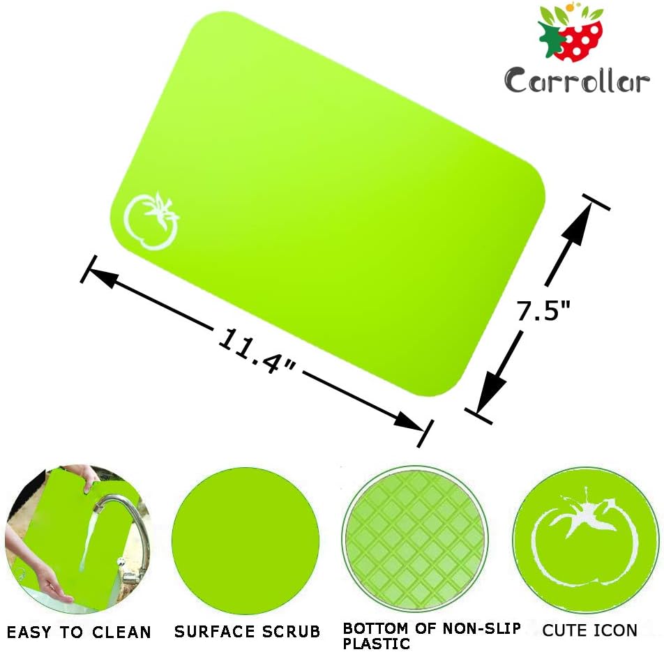 Small Flexible Plastic Cutting Board Mats, 2 Pack Cutting Boards Mats With Food Icons, Gripped Back and Dishwasher Safe, Set of 4,7.5x11.4inch (2)