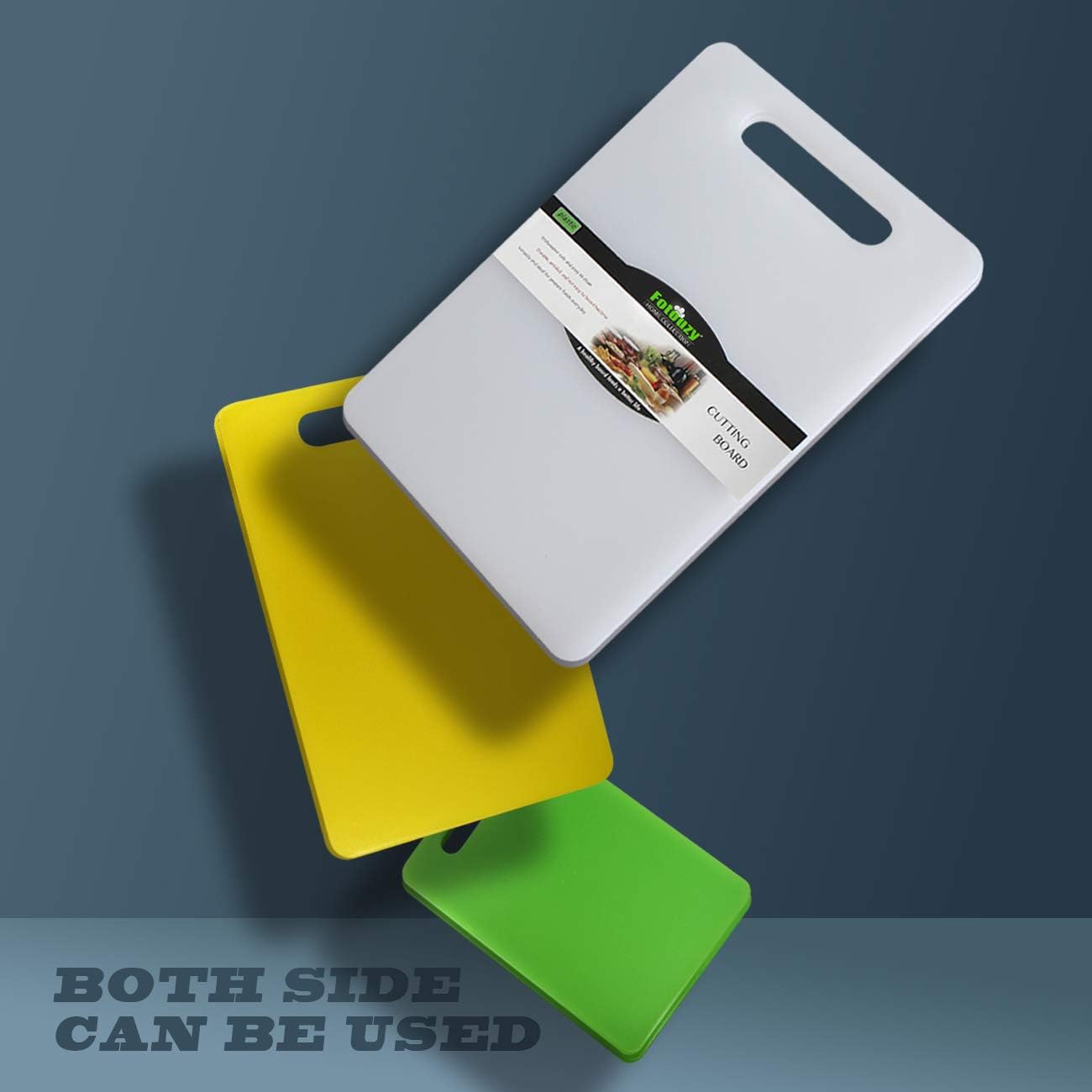 Fotouzy Plastic Utility Cutting Board with Handles, Food Safe PP Material, BPA Free, Dishwasher Safe, Thick Chopping Board, Large Size, Easy Grip Handle, for Kitchen (Gray), 15.5" X 10"