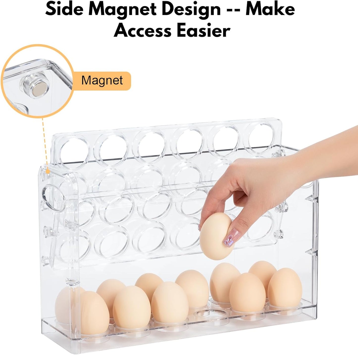 Egg Holder for 36 Eggs, Egg Storage for Refrigerator, PET Egg Container for Kitchen Countertop, Egg Dispenser, Egg Tray, Clear