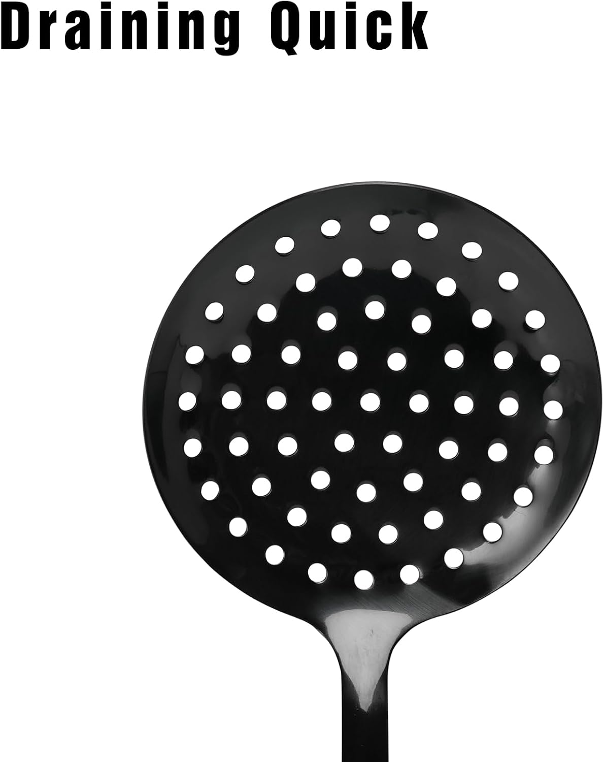 Skimmer Spoon, Slotted Spoons for Cooking, Slotted Spoon, Kitchen Stainless Steel Slotted Serving Spoon, Stainless Steel Strainer, Black