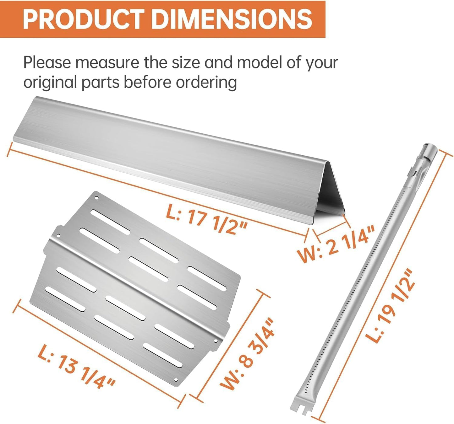 Grill Replacement Parts for Weber Genesis 300 Series E-310 E-320 E-330 S310 S320 S-330 EP310 EP320,2pack Heat Deflectors 65505 & 4pck Burner Tube 62752 & 5pack Flavorizer Bars 7620 7621