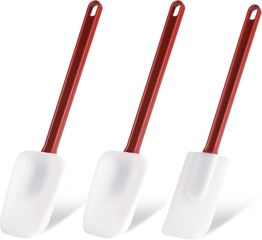 Silicone Rubber Spatula Set of 3, High Heat, Commercial (2 Spoonula + 1 Scraper, 9.5 Inches)