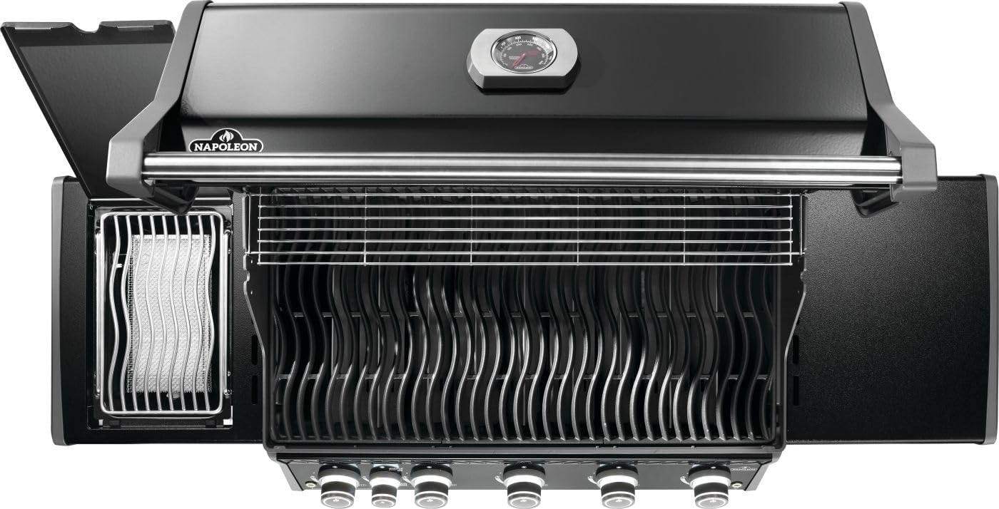 Napoleon Rogue PRO 625 Propane Gas Grill with Infrared Side Burner, Black, Durable 6-Burner Backyard Grill