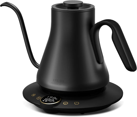 Electric Kettles, Gooseneck Electric Kettle, ±1℉ Temperature Control, Stainless Steel Inner, Quick Heating for Pour Over Coffee, Brew Tea, Boil Hot Water, 1500W/0.9L (Ebony Black)