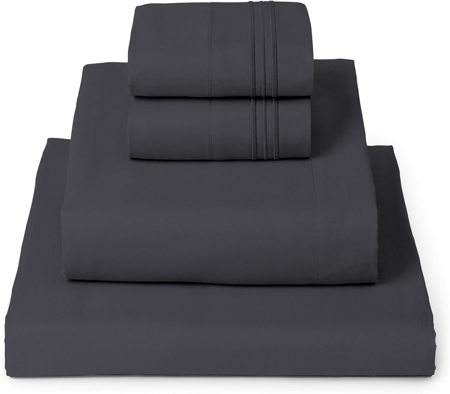 Mellanni Queen Sheets Set - 4 PC Iconic Collection Bedding - Hotel Luxury, Extra Soft, Cooling Bed Sheets - Wrinkle, Fade, Stain Resistant (Queen, Charcoal)