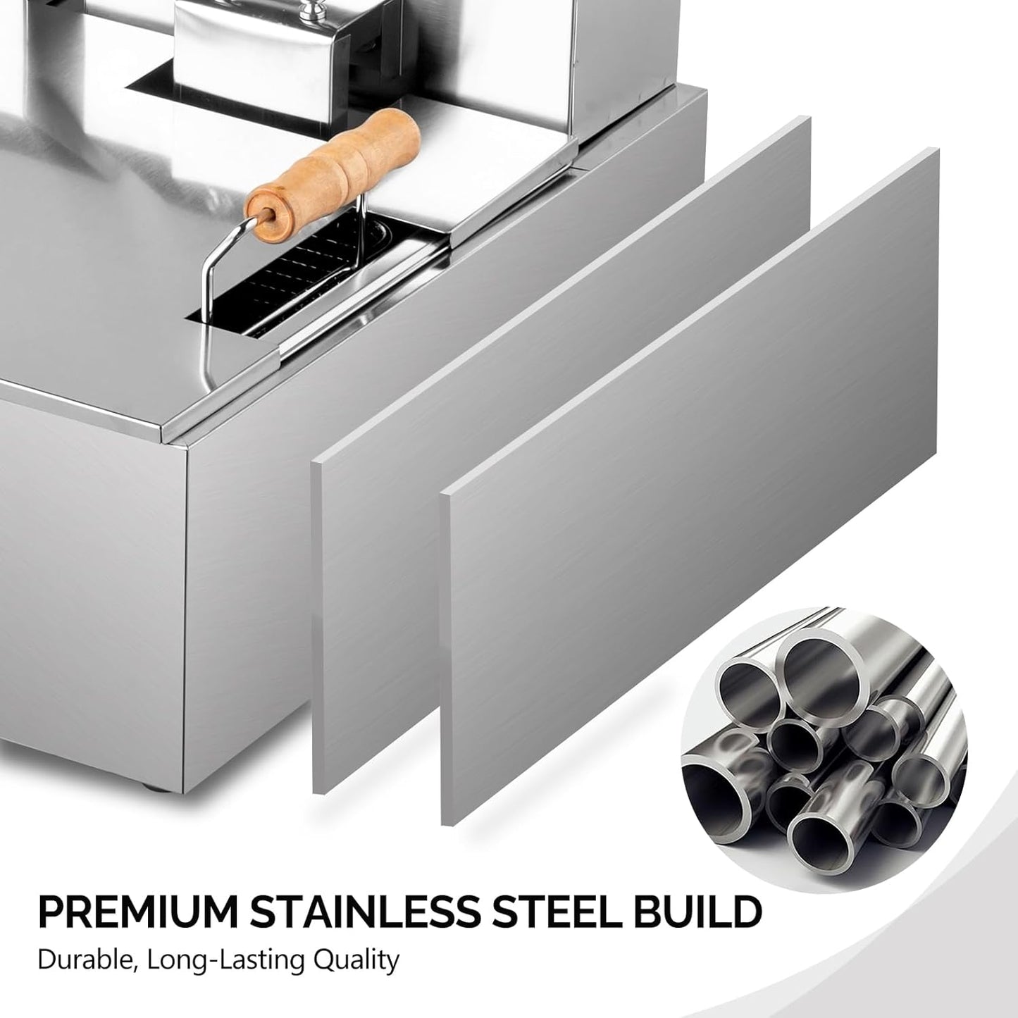 ROVSUN 23.8Qt Electric Deep Fryer with Basket, Lid & Adjustable Temp, Commercial Deep Fryer Countertop, Stainless Steel Kitchen Fat Fryer Frying Machine for French Fries Turkey Onion Rings 5000W