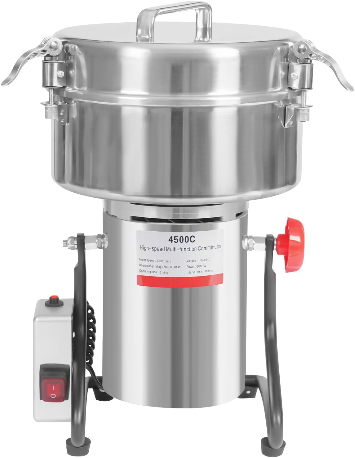 Electric Grain Mill Grinder, 4500g/9.92lb High-speed 30000r/min Food Grinder, 110V 5000W Countertop Grain Mill for Dry Spice Herbs Grains Coffee Rice Pepper (4500g)