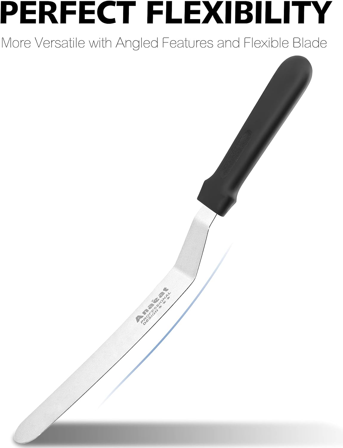 Anaeat Icing Spatula, Professional Cake Angled Offset Spatula with 8" Stainless Steel Blade - Thickened Frosting Knife with Durable Plastic Handle for Cake Decorating, Pastry & Baking