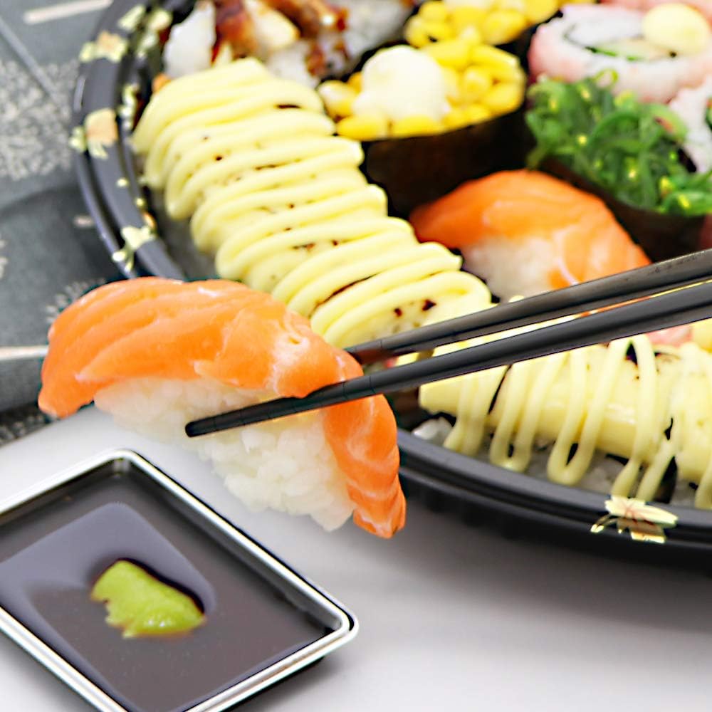 Stainless Steel Chopsticks Reusable Multicolor Lightweight 304 Metal Chopsticks Dishwasher Safe - 5 Pairs (Black)