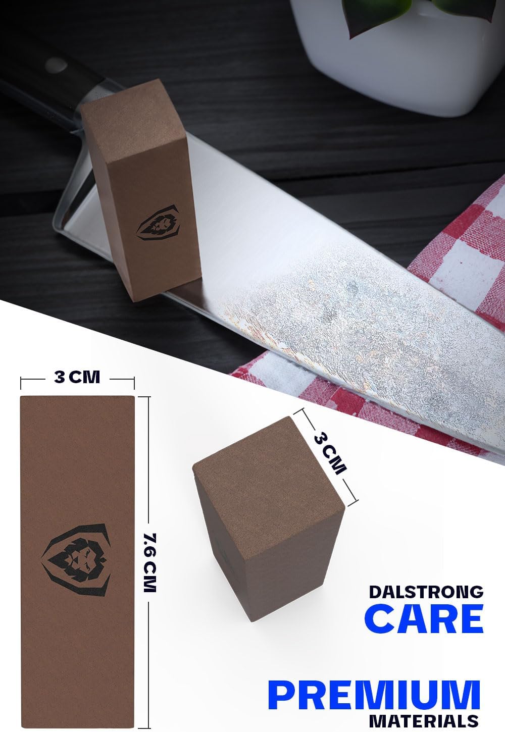 Dalstrong Premium Rust Remover & Eraser - Knife Maintenance and Care - For Knives, Scissors, Stainless Steel Pots and Pans, Whetstones - Sharp Polish for Tools - Calcium Carbonate