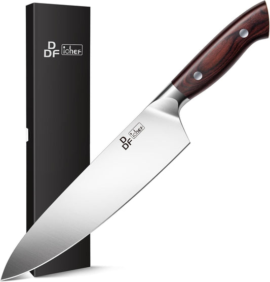 DDF iohEF Chef Knife Sharp Kitchen Knife 8 inch Japanese Stainless Steel Professional Cutting Knife Ultra-sharp Chef's Cooking Knife with Non-slip Ergonomic Handle and Gift Box