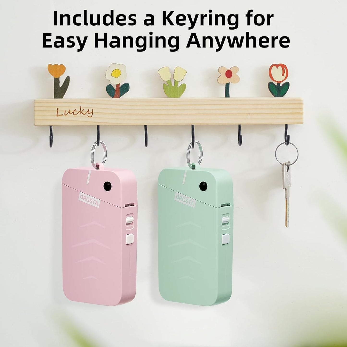 ORGSTA S001 Label Maker Machine with Tape, Portable Bluetooth Label Maker for Home and Office Organization, Thermal Label Printer Mini Sticker Maker with Multiple Templates, Pink