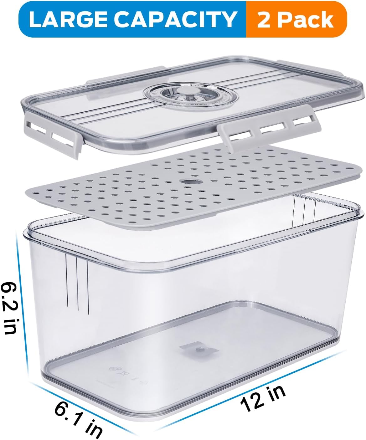 Dynta Bread Box 2 Pack Bread Storage Container Airtight Recording Time Bread Box for Kitchen Countertop Plastic Bread Keeper with Lid for Homemade Bread, Toast, Loaf, Cookies