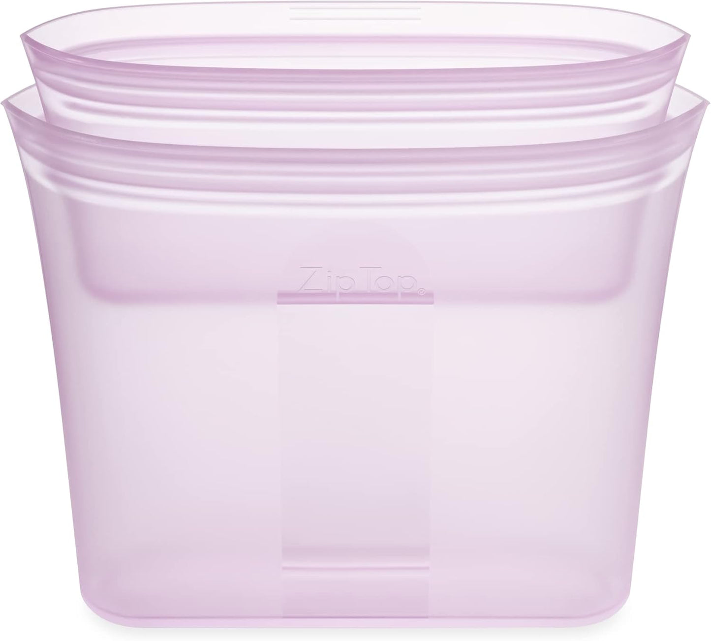Zip Top Reusable Food Storage Bags | 2 Bag Set [Lavender] | Silicone Meal Prep Container | Microwave, Dishwasher and Freezer Safe | Made in the USA